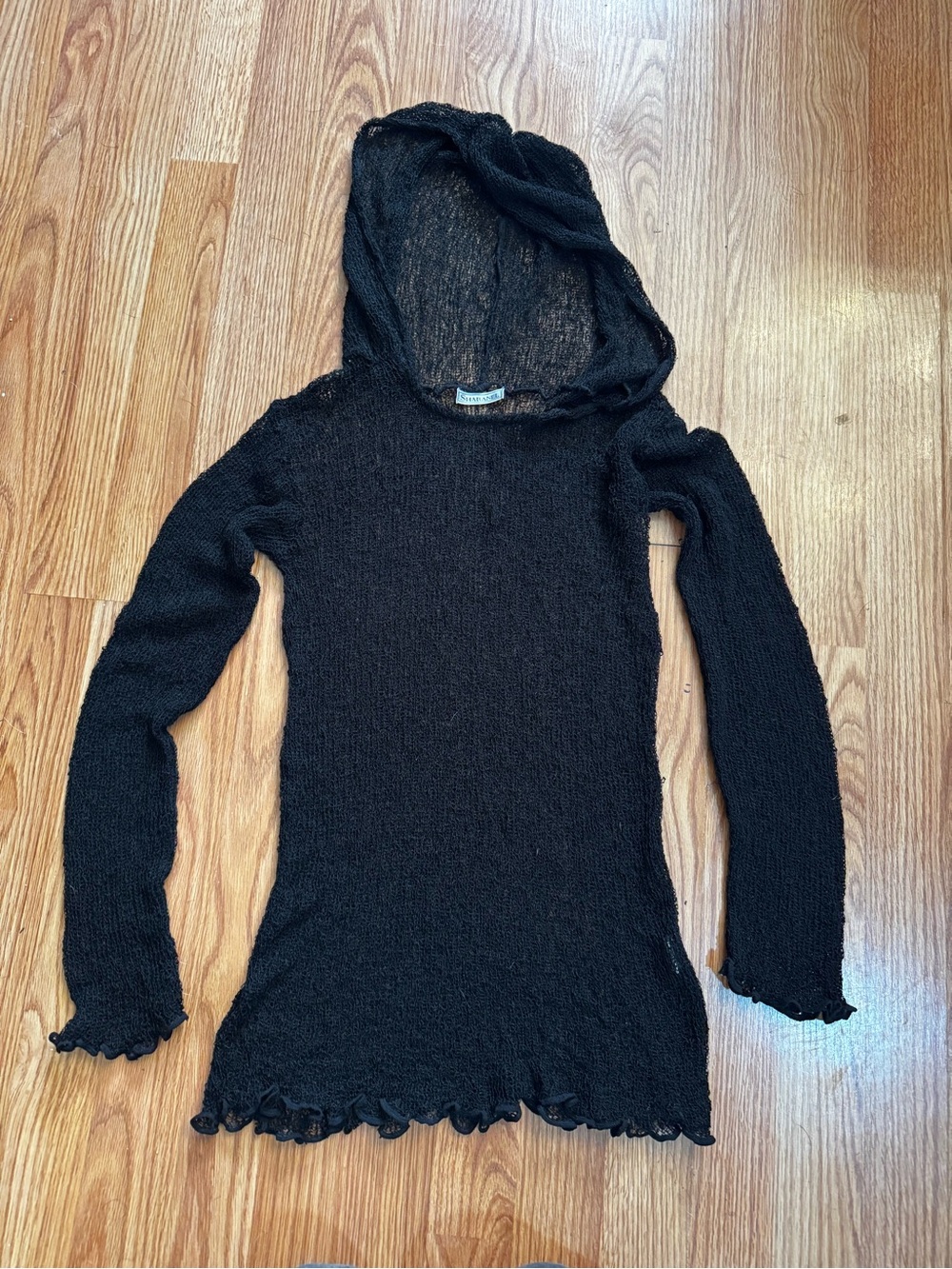 Black Sheer Hooded Sweater